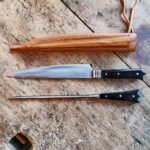 Messer Pfriem Set in Scheide Horngriff